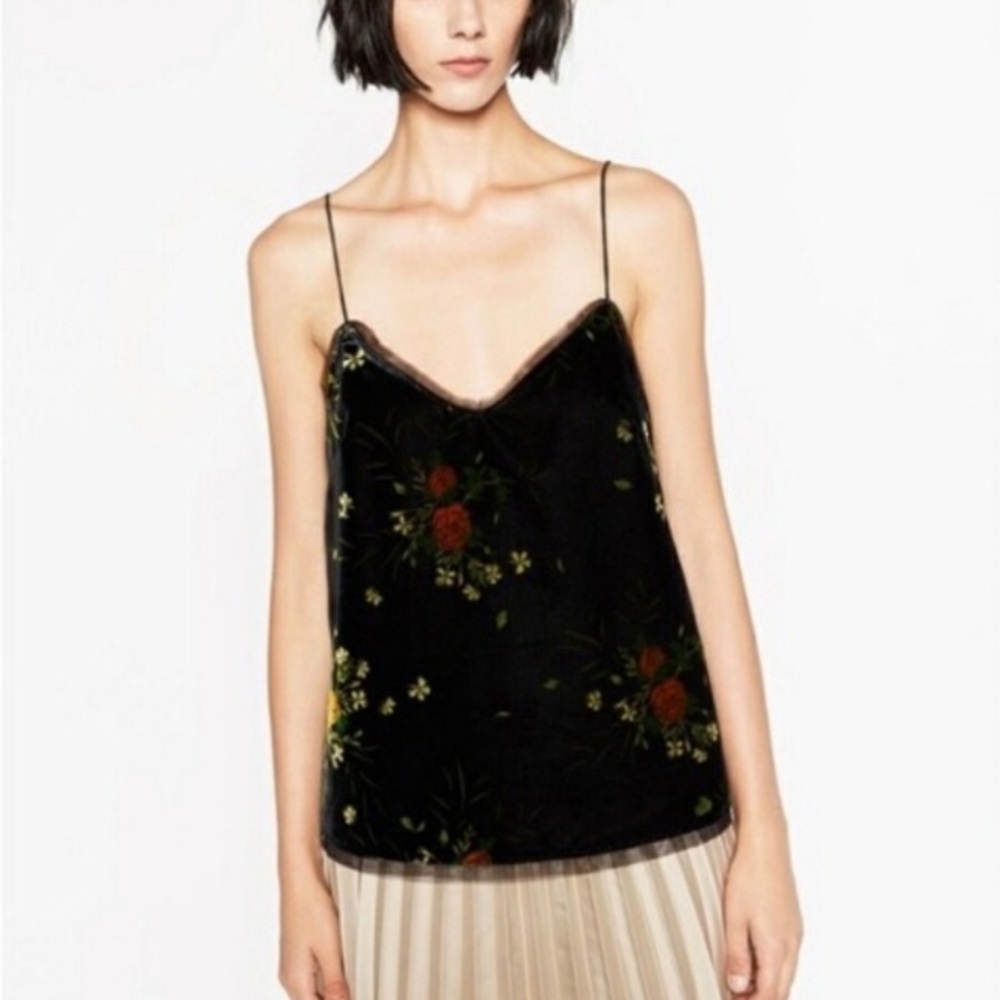 🌟FINAL SALE🌟NWT Zara Basics Velvet Top Size: M